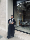 Mohair coat with a hoodie touch